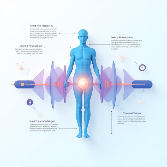 Diagram explaining frequency pathways during tuning fork therapy